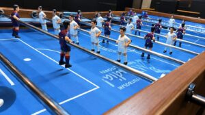 Football table close-up at Meetpoint cannabis club, L'Alfàs del Pi