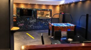 Football table and graffiti wall at Meetpoint Cannabis Social Club L'Alfàs del Pi