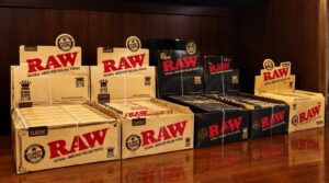 RAW rolling papers display at The High Lounge cannabis social club in Los Montesinos